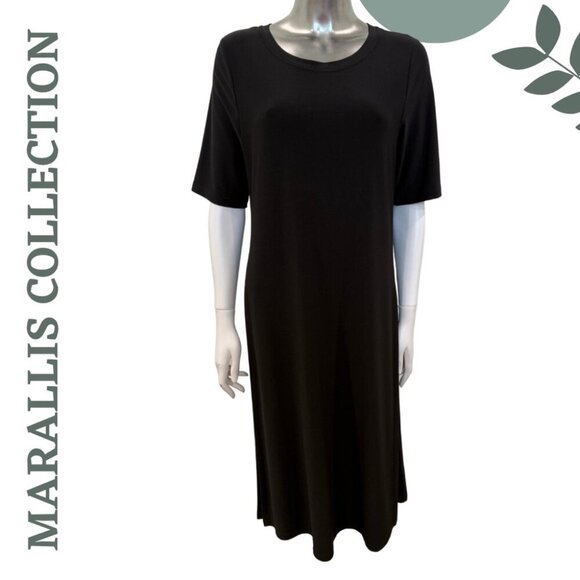 Marallis Collection Black Midi Dress – Size Large - Picture 1 of 6
